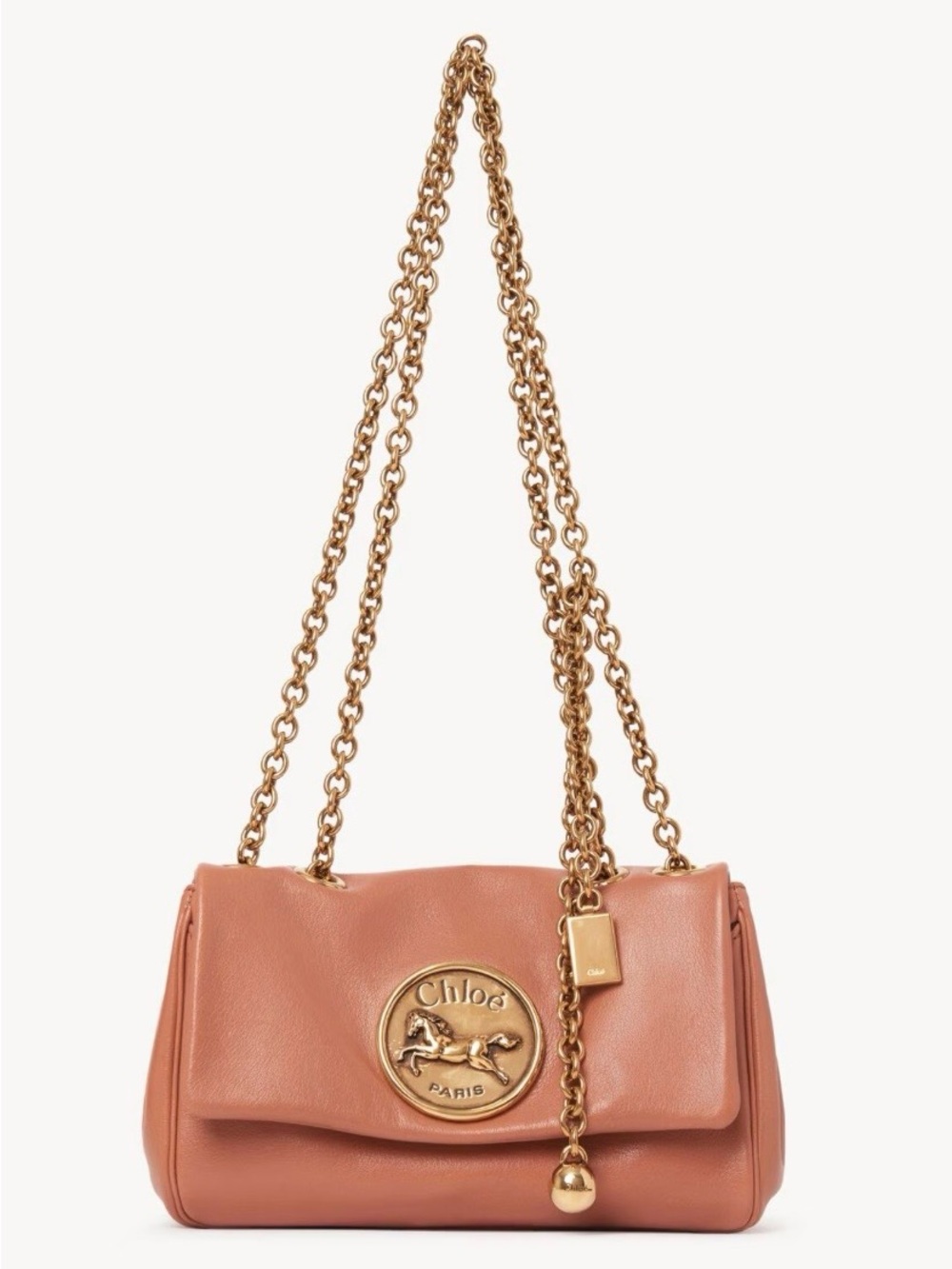 Chloé Heritage Shoulder Bag in Coral Orange Grained Leather - Picture 15 of 15